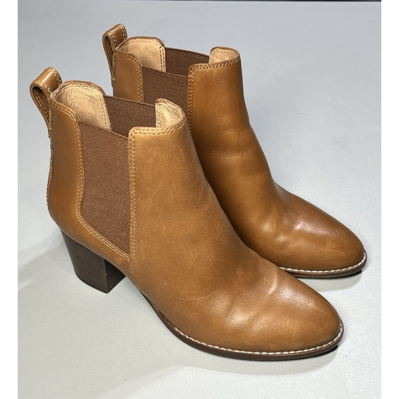Madewell The Regan Boot in English Saddle Womens 8 Leather Ankle Boots Booties - Picture 1 of 10